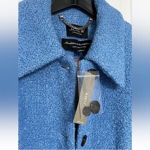J CREW A LINE TOP COAT Womens 4 NWT Italian Wool Boucle Blend Blue Buttons NWT